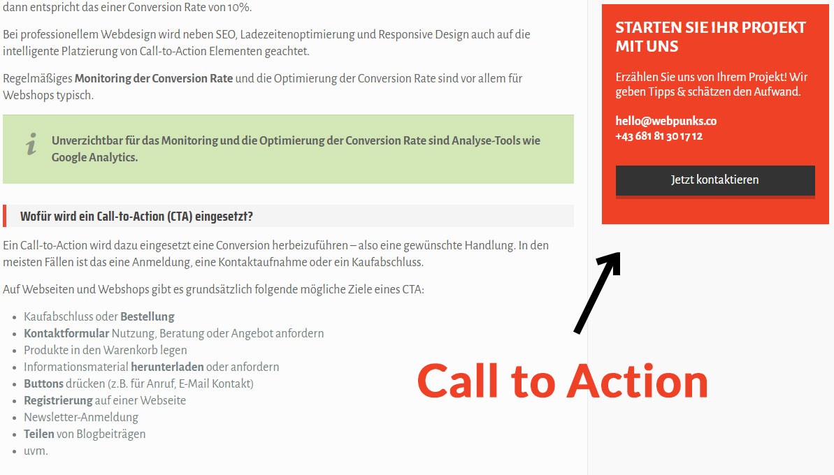 Call-to-Action Beispiel - CTA